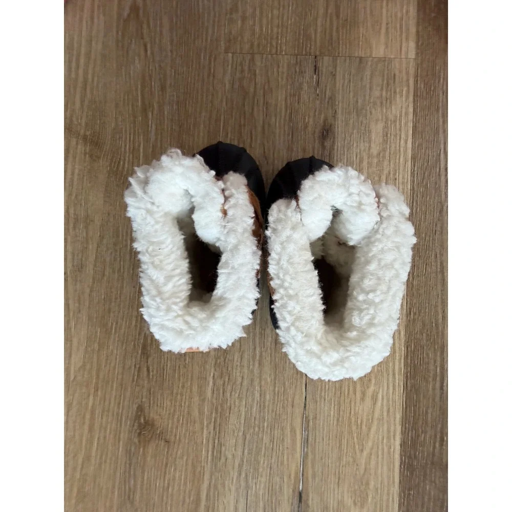 Cat & Jack Winter Duck Boots Toddler 5 Tan Black Faux Shearling Hook Loop Straps